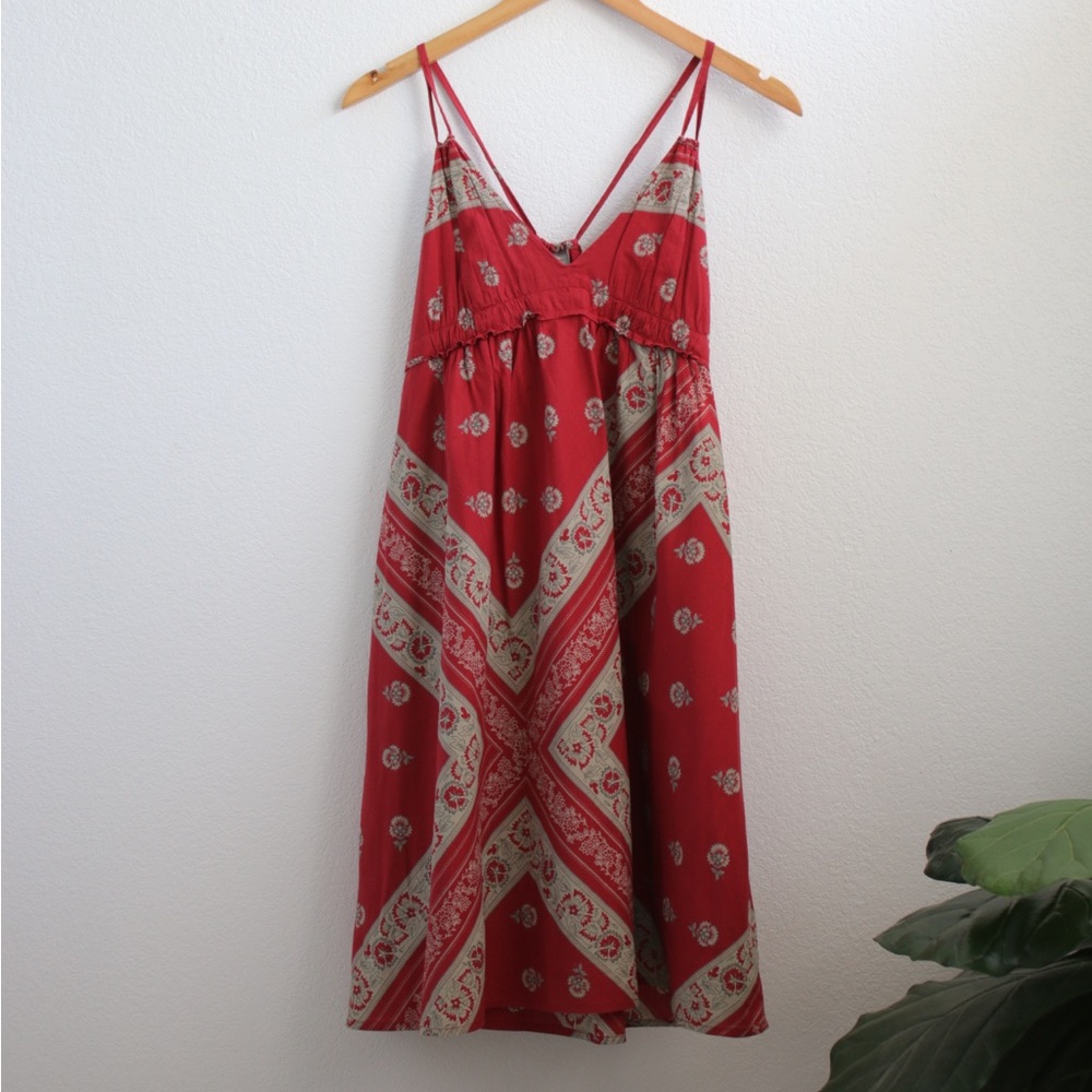 Converse Red/Tan Bandana Style MIDI Dress Sz: L